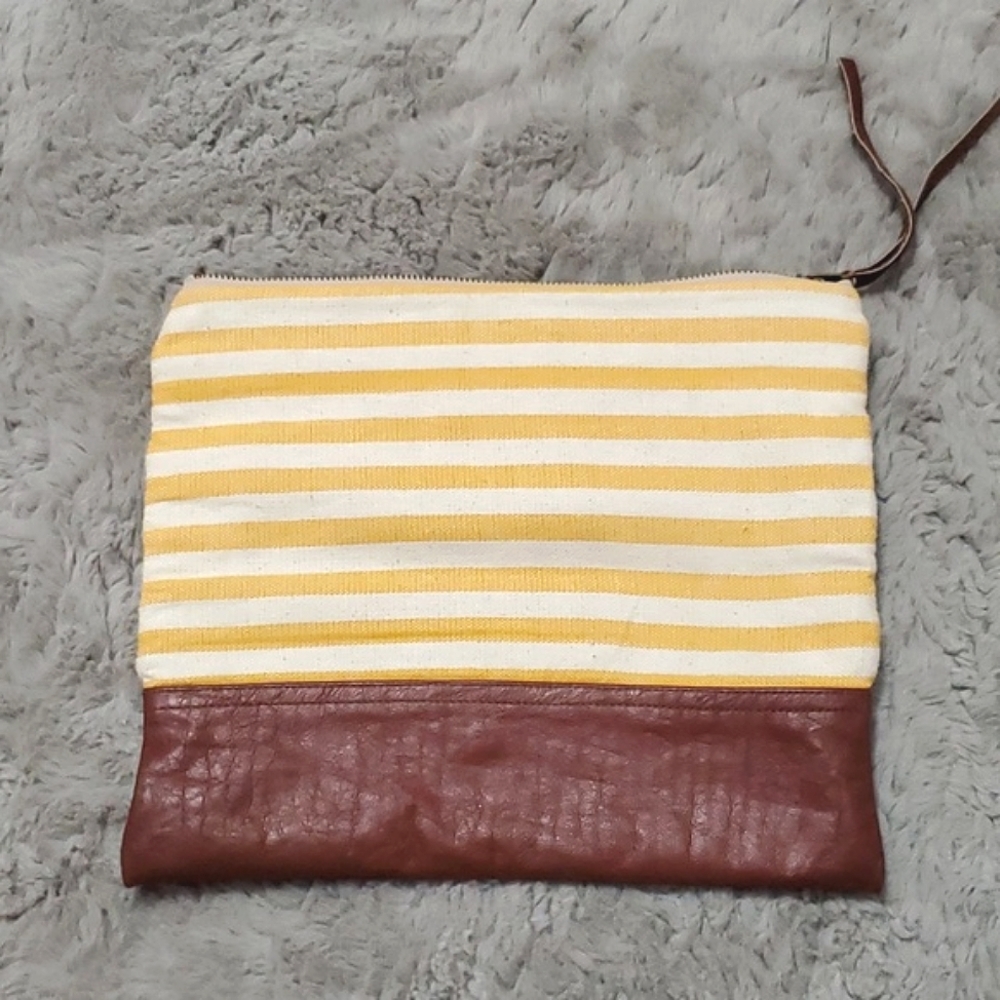 Akola Project yellow stripes clutch/make up bag